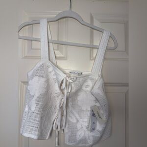 Abercrombie & Fitch Cream Floral Crochet Tank